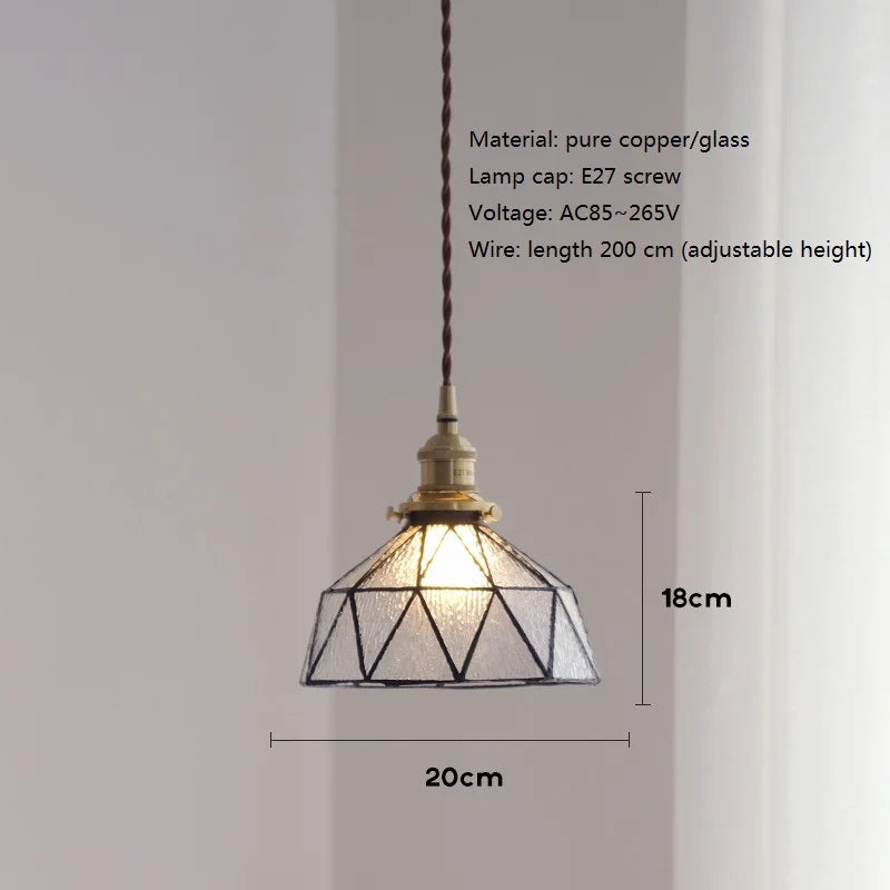 suspension design nordique vintage en laiton et verre - vue 8 sur 9