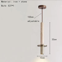 suspension cylindrique en marbre et métal doré pour intérieur moderne