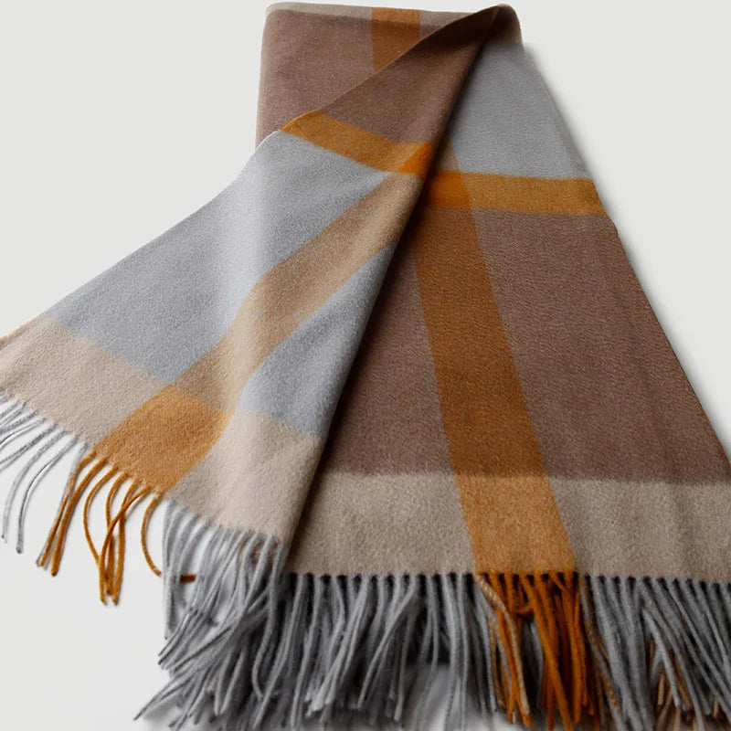 plaid laine jacquard franges motif raye salon voyage - vue 4 sur 7
