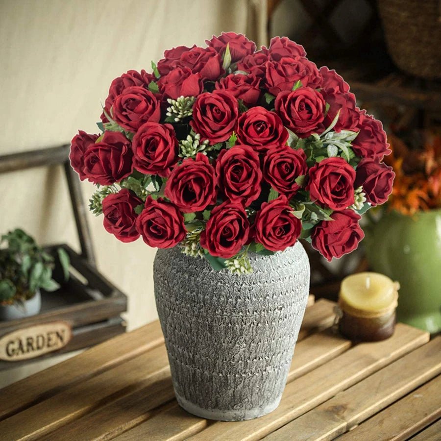 bouquet de roses artificielles en soie pour décorations et événements festifs - vue 3 sur 12