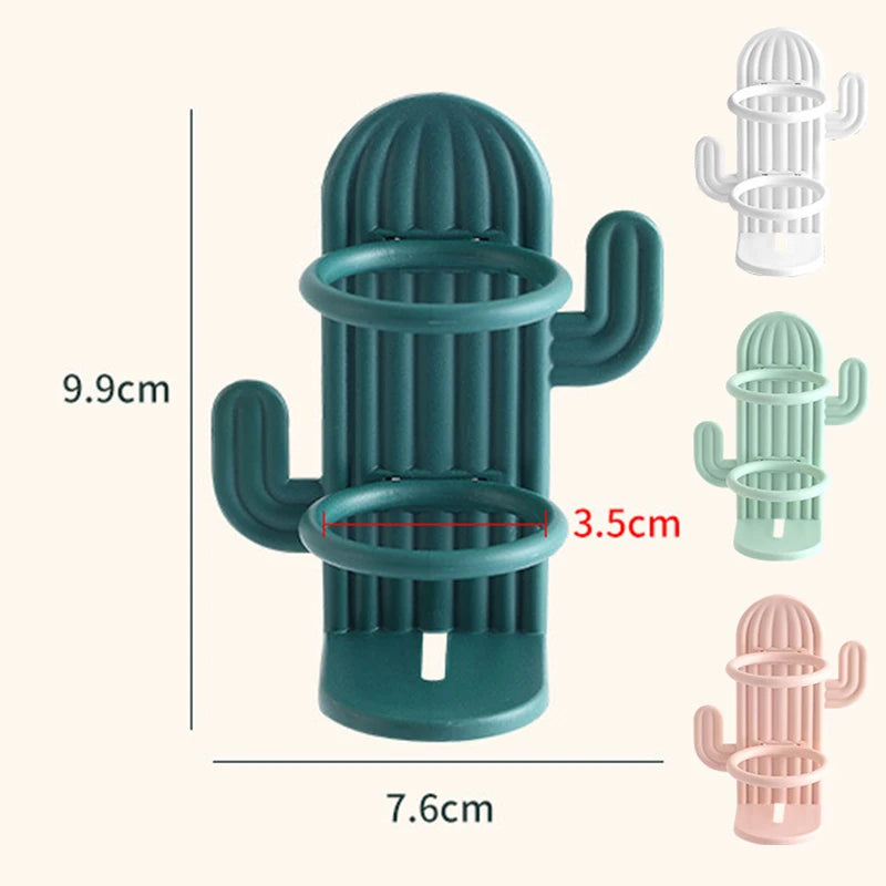 porte-brosse à dents cactus mural pour salle de bain et maquillage - vue 6 sur 10