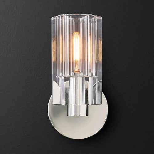 Modern brass LED wall lamp, indoor transparent crystal lamp, household decoration, bedside living room - vue 7 sur 6