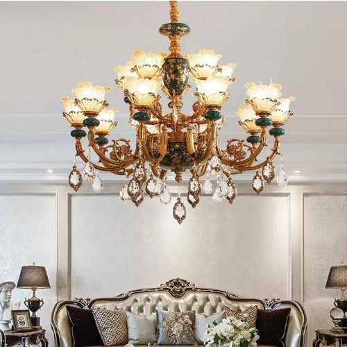 lustre en céramique avec éclairage cristal pour décoration intérieure - vue 4 sur 12