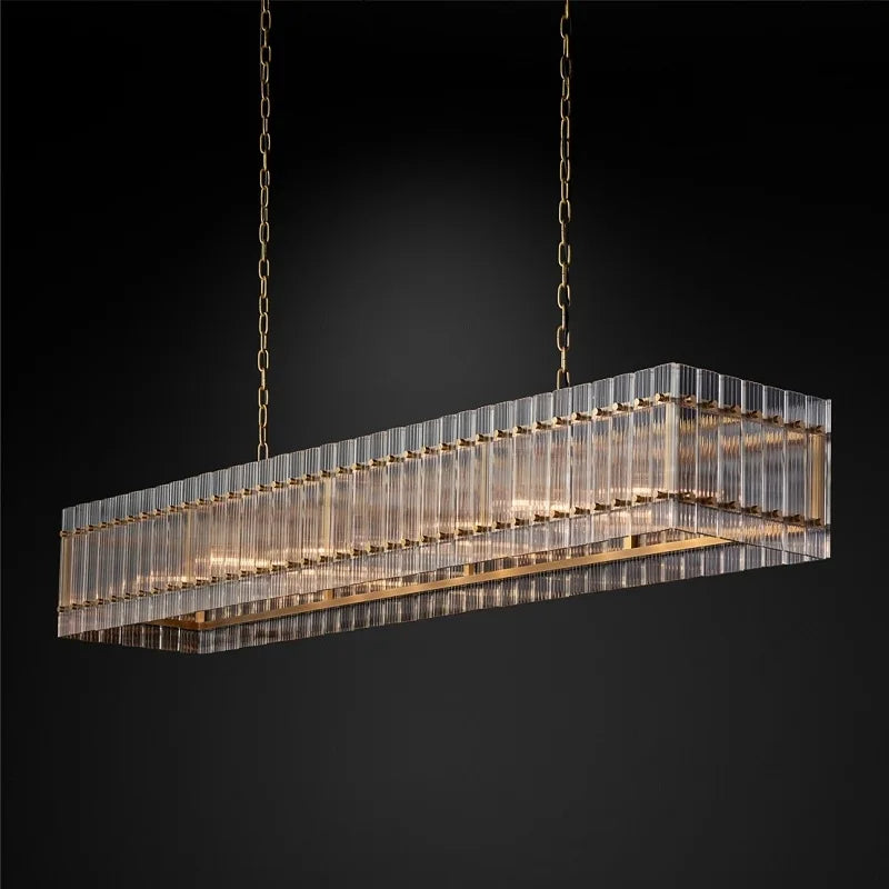 lustre rectangulaire en cristal pour éclairage de luxe - vue 6 sur 8