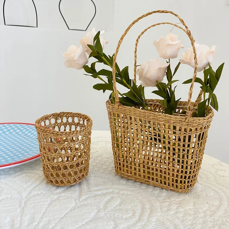 panier de pique-nique en rotin pour rangement et décoration intérieure - vue 4 sur 10