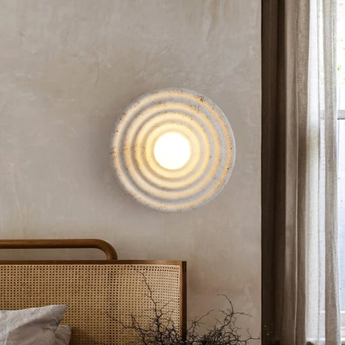 applique murale led wabi-sabi ronde décoration style japonais rétro - vue 2 sur 8