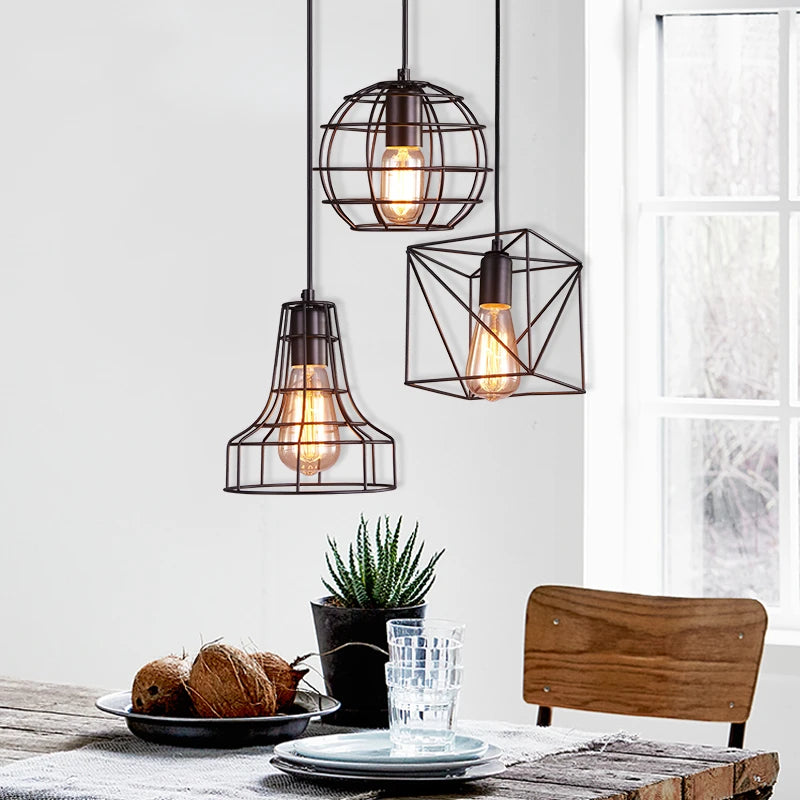 suspension industrielle vintage en fer pour restaurant bar loft - vue 4 sur 17