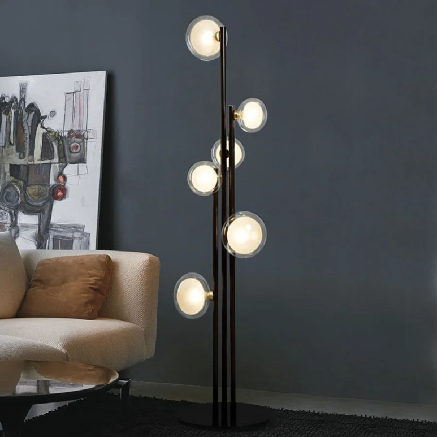 lampadaire rétro en verre design nordique pour décoration intérieure - vue 4 sur 7