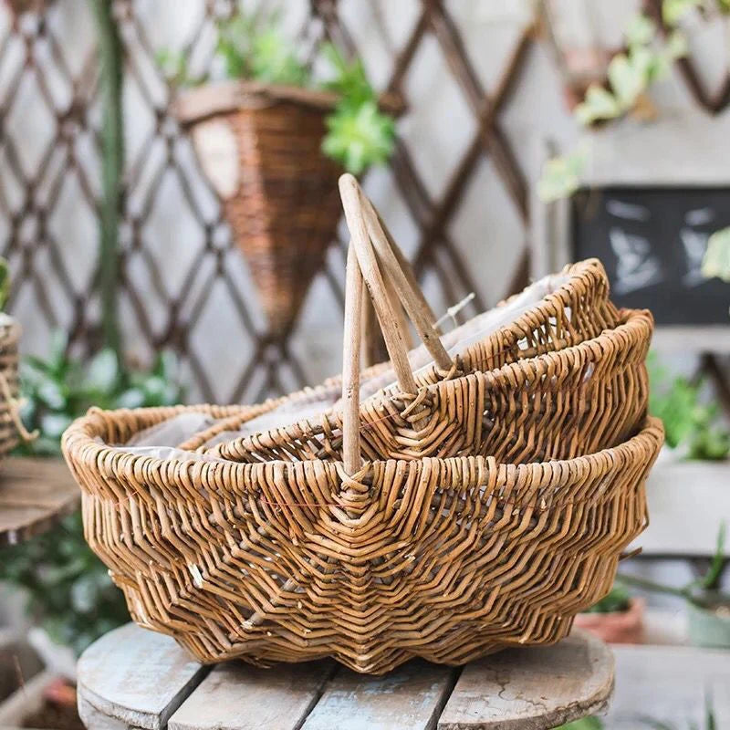 panier tissé à la main pour fruits et légumes rangement et pique-nique - vue 3 sur 29