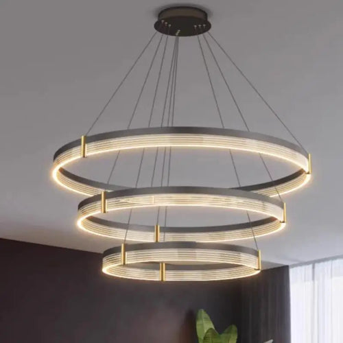 Lustre LED anneau en acrylique au design moderne avec anneau intérieur - vue 3 sur 11
