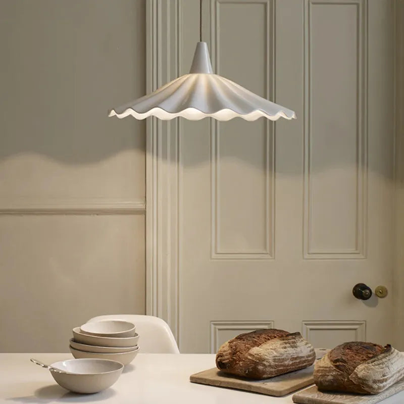 suspension LED 30 cm blanc en céramique style japonais - vue 6 sur 12