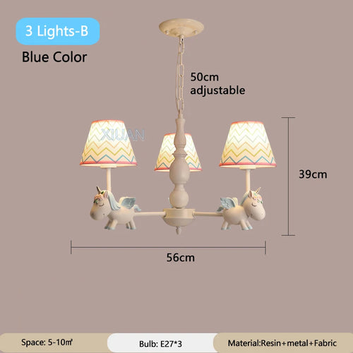lustre licorne dessin animé pour chambre d'enfant suspendu - vue 23 sur 24