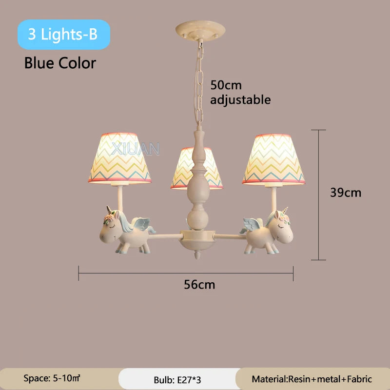 lustre licorne dessin animé pour chambre d'enfant suspendu - vue 22 sur 24