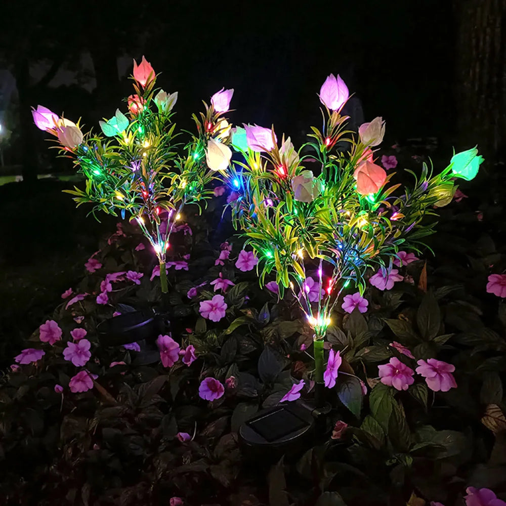lampe solaire décorative pour jardin en forme de fleur lumineuse - vue 2 sur 8
