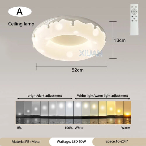 52cm Donuts Pendant Lamp With Remote Control Dimming Children's Room Bubble Ball Chandelier Light Kids Nursery Bedroom Lamp LED - vue 13 sur 12