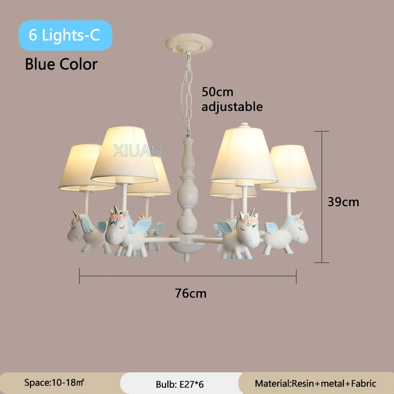 lustre licorne dessin animé pour chambre d'enfant suspendu - vue 23 sur 24