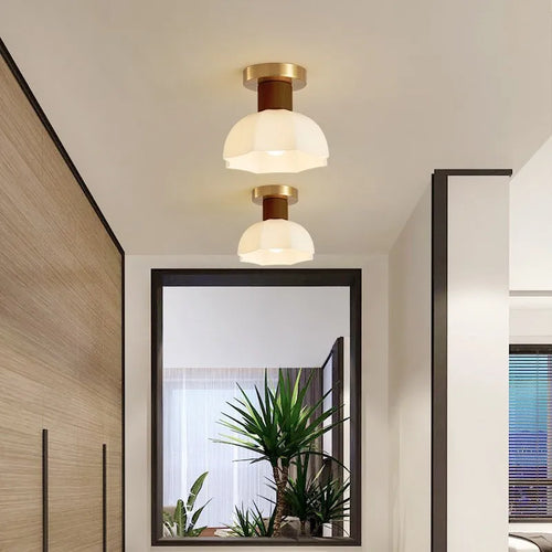 Nordique LED plafonnier en bois noyer luminaire salon allée couloir étude chambre lampes intérieur décor éclairage lampes Lustre - vue 2 sur 16