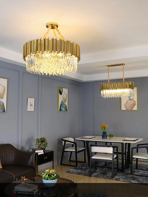 plafonnier moderne en cristal ovale à plusieurs couches - vue 10 sur 33