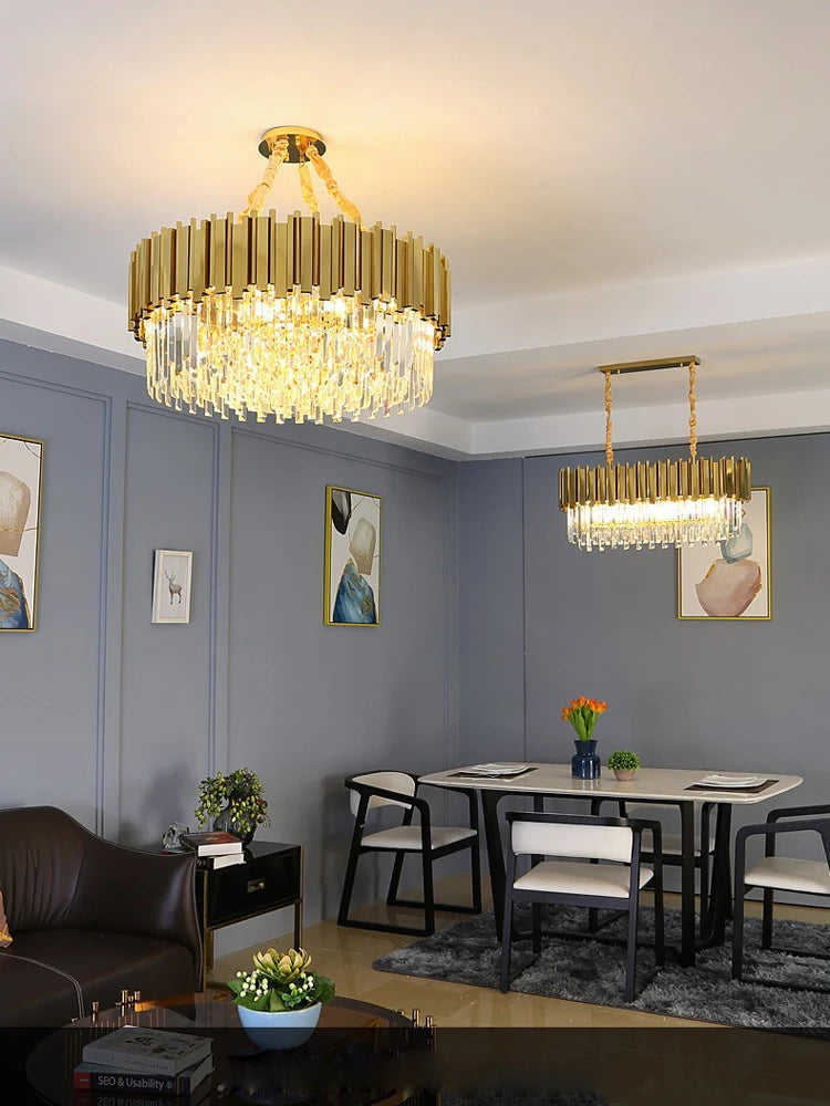 plafonnier moderne en cristal ovale à plusieurs couches - vue 10 sur 33