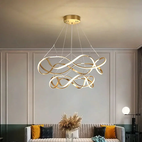 lustre moderne à leds pour décoration intérieure lumineuse - vue 2 sur 12