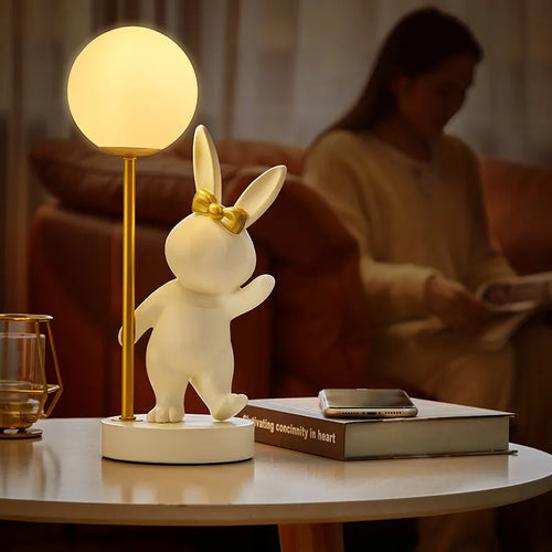 Lampe de Table en forme de lapin rose nordique - vue 4 sur 16