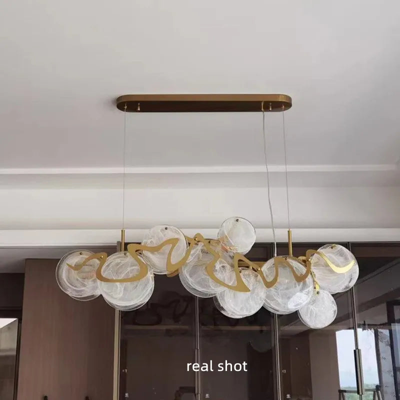 Suspension en verre et métal doré E14 - vue 6 sur 12
