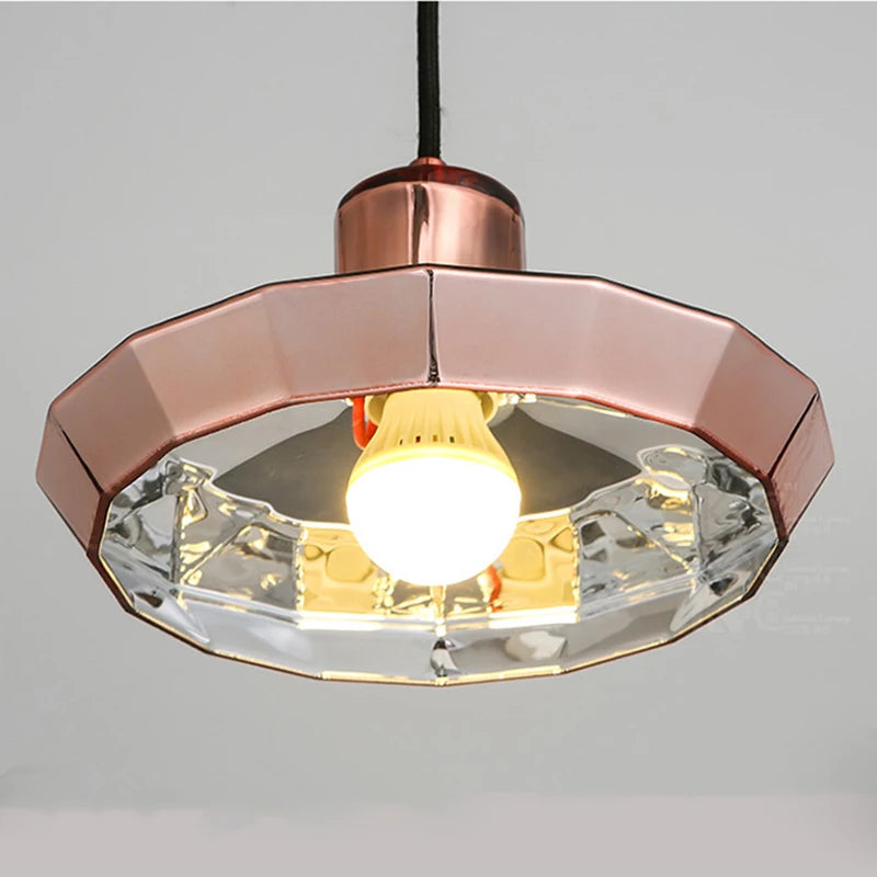suspension en verre or rose pour cuisine et restaurant - vue 8 sur 10