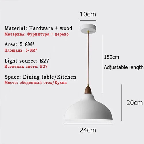 Suspension nordiques lampes suspendues industrielles luminaire d'intérieur pour salon salle à manger cuisine décor noir blanc suspension - vue 9 sur 10