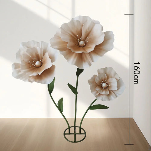 décoration mariage ensemble fleurs artificielles pavot géant pour scène - vue 4 sur 17