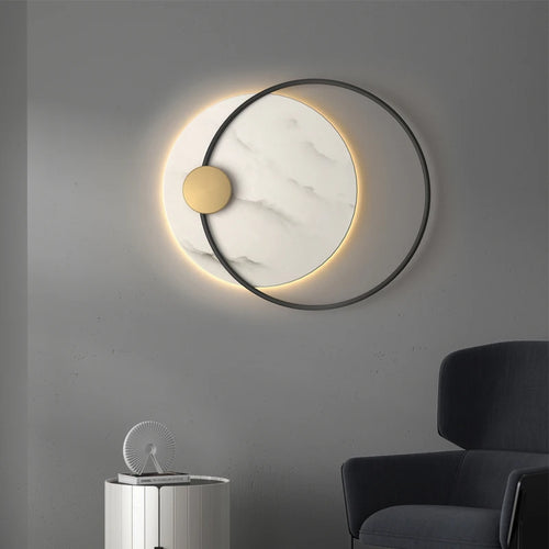 Applique murale LED moderne en métal noir avec marbre - vue 8 sur 8