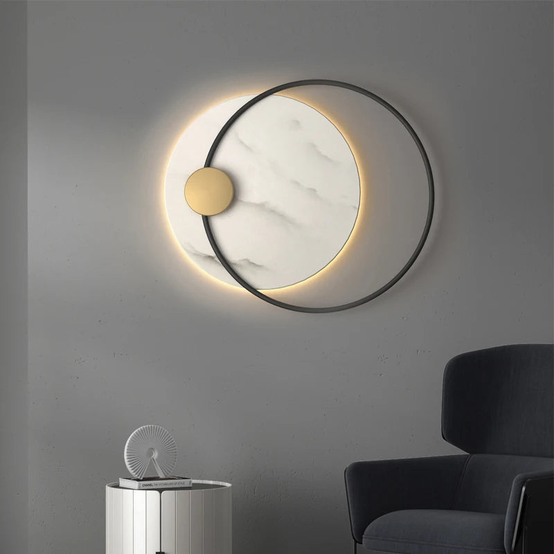 Applique murale LED moderne en métal noir avec marbre - vue 7 sur 8