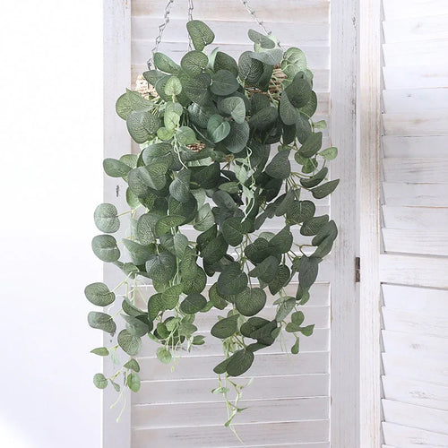 bouquet mural d'eucalyptus en rotin pour décoration festive - vue 3 sur 8