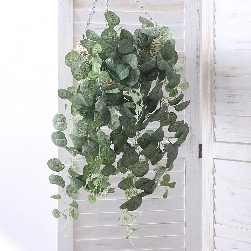 bouquet mural d'eucalyptus en rotin pour décoration festive - vue 2 sur 8