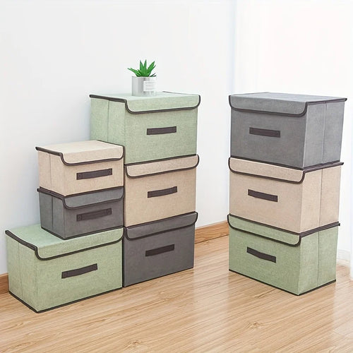 boîte de rangement en tissu pliable avec couvercle anti-poussière - vue 5 sur 12