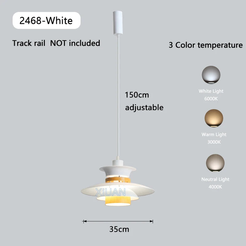 suspension led en bois pour table à manger nordique - vue 8 sur 18