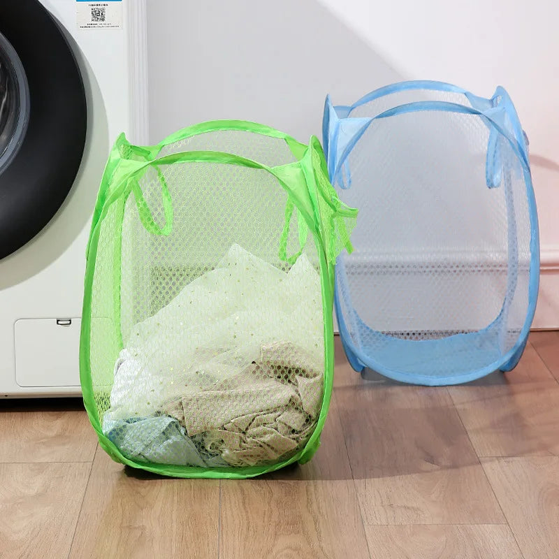 panier pliable pour tri de linge sale en maille - vue 4 sur 8