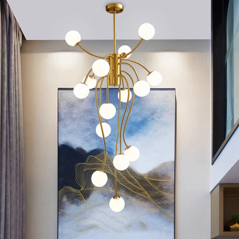 Nordic home decoration, stair chandelier, living room and dining room Pendant lights, ceiling light, indoor lighting - vue 4 sur 8