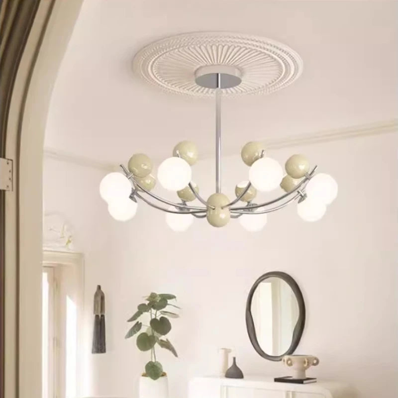 lustre moderne en verre en forme de fleur créatif et rétro - vue 4 sur 9