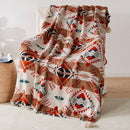 plaid tricoté bohème à rayures avec pompons déco
