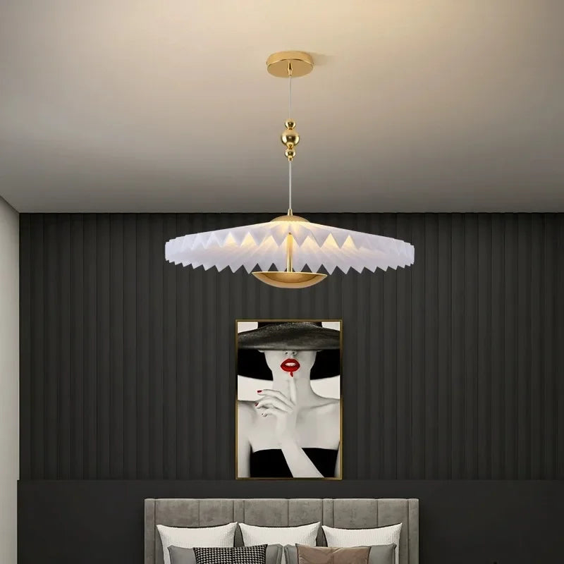 lustre plissé pliant minimaliste led soucoupe volante - vue 3 sur 12