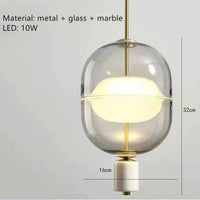 suspension nordique en verre marbre et métal doré