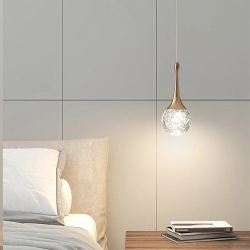 lustre de chevet de luxe en cristal suspendu à tête unique - vue 3 sur 11