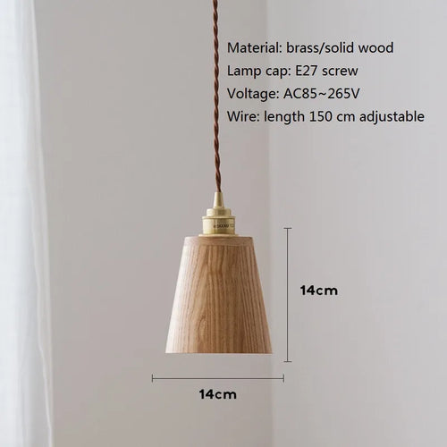 suspension led loft moderne en bois avec abat-jour laiton - vue 3 sur 8