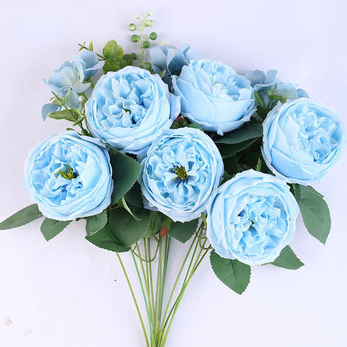 bouquet de roses artificielles en soie pour décoration intérieure - vue 9 sur 16