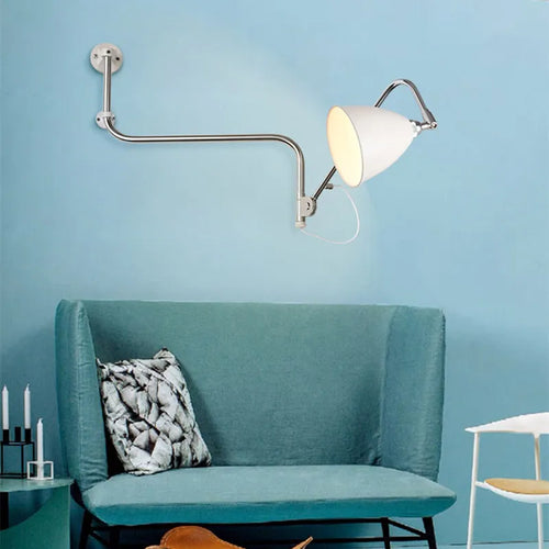 Nordic Modern Minimalist Swing Bedroom, Living Room, Study, Personalized Adjustable E27LED Creative Iron Wall Lamp - vue 4 sur 8