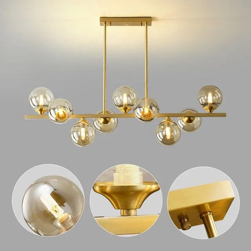 lustre led de luxe design moderne en verre - vue 7 sur 9