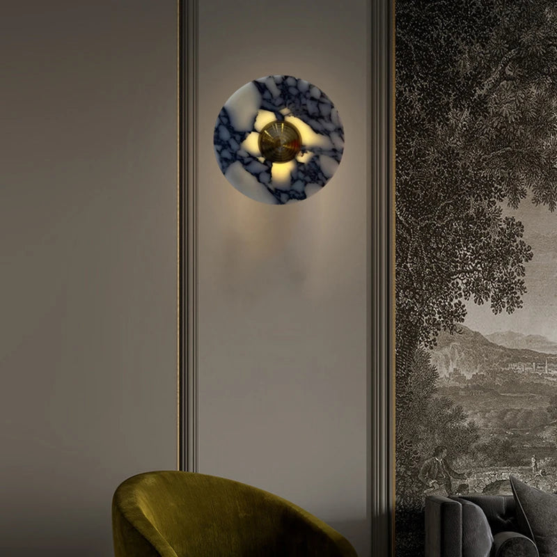 applique murale art déco en pierre et métal doré pour ambiance chaleureuse - vue 4 sur 8
