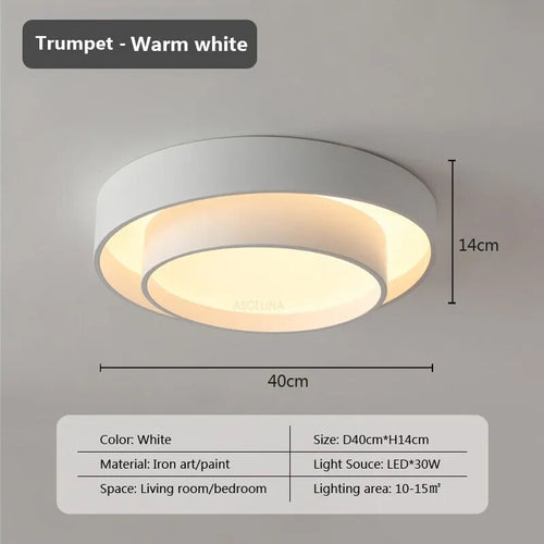 Plafonnier moderne led minimaliste blanc double rond - vue 9 sur 18