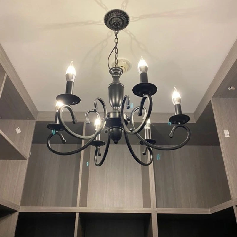 lustre rétro européen créatif en fer pour décoration intérieure - vue 2 sur 11