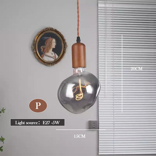 lustre en verre d'art rétro en bois massif créatif pour décoration intérieure - vue 16 sur 25